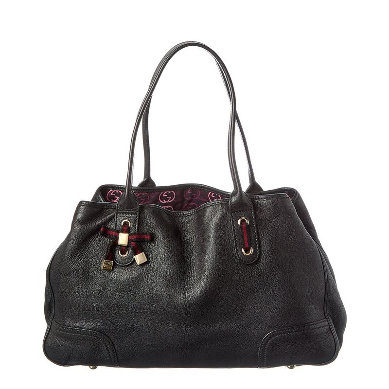 Gucci Black Lambskin Leather Princy Gg Tote (Authentic Pre-Loved)